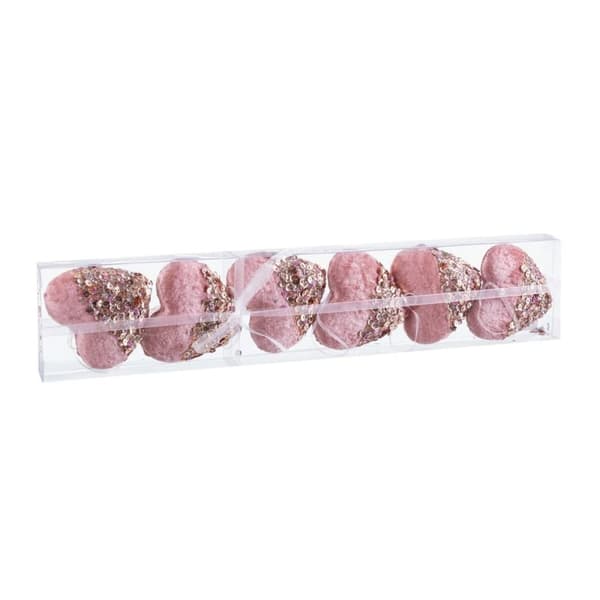 Julekule Rosa Gyllen Polyfoam Tøy Hjerter 9 cm (6 enheter)