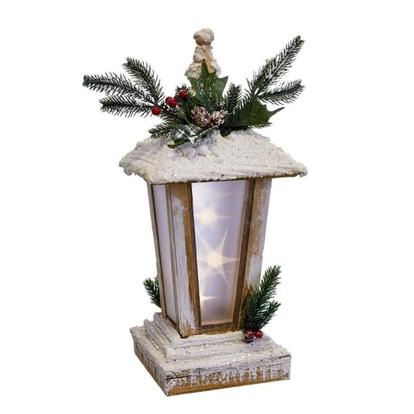 Julekule Hvit Brun Naturell Tre Lyhty Jul 16 x 16 x 42 cm