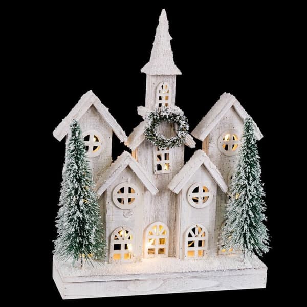 Julekule Hvit Grønn Tre Plast Landsbygd 30 x 10 x 43 cm