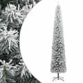 Pikkukuva 1 / 7: vidaXL Ohut tekojoulukuusi jalustalla ja lumihuurteella 270 cm PVC