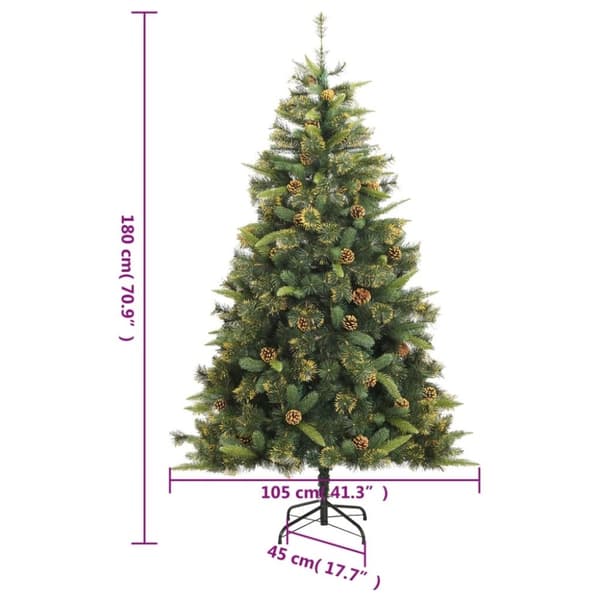 vidaXL Tekojoulukuusi saranoilla ja kävyillä 180 cm