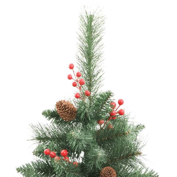 vidaXL kunstigt juletræ med grankogler og bær 240 cm hængslet