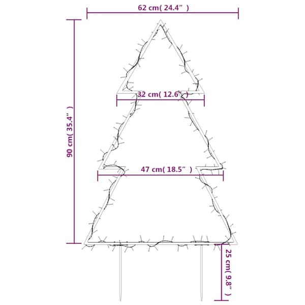 vidaXL Julträd med spett 115 LEDs 90 cm