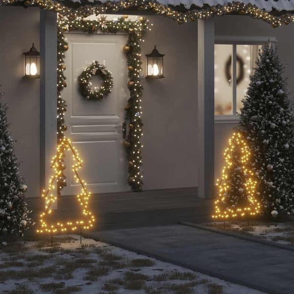 vidaXL Joulukuusi valokoriste maapiikeillä 115 LED-valoa 90 cm