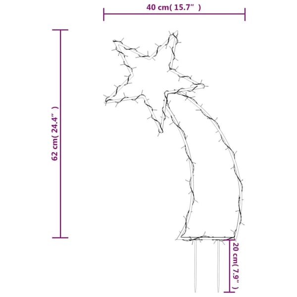 vidaXL Jouluvalokoriste meteori piikeillä 80 LED-valoa 62 cm