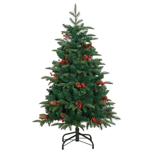 vidaXL Tekojoulukuusi saranoilla, kävyillä ja marjoilla 150 cm