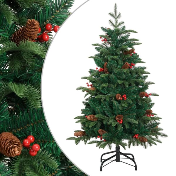 vidaXL Tekojoulukuusi saranoilla, kävyillä ja marjoilla 150 cm