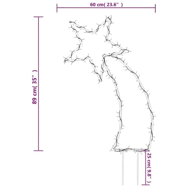 vidaXL stjerneskud med jordspyd 115 LED'er 89 cm