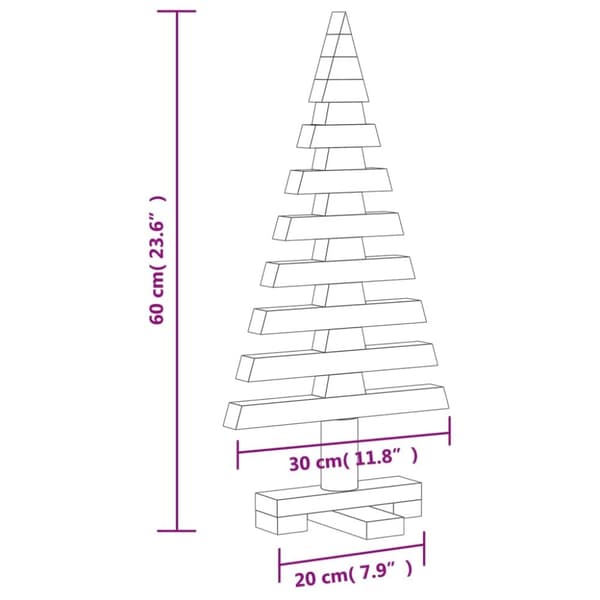 vidaXL Puinen koristejoulukuusi 60 cm täysi mänty