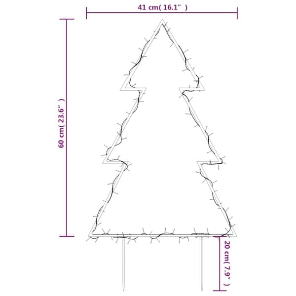 vidaXL Joulukuusi valokoriste maapiikeillä 80 LED-valoa 60 cm