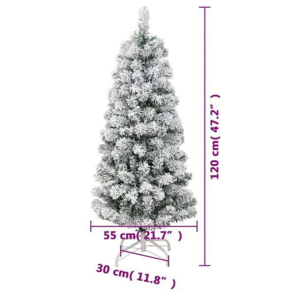 vidaXL Tekojoulukuusi saranoilla ja lumihuurteella 120 cm