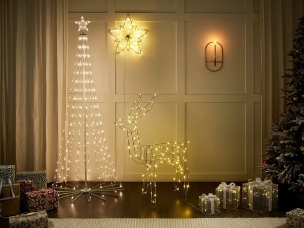 Utendørs LED-dekorasjon Sølv Metall 70 x 20 x 117 cm Hjort Julepynt Julebelysning Hage