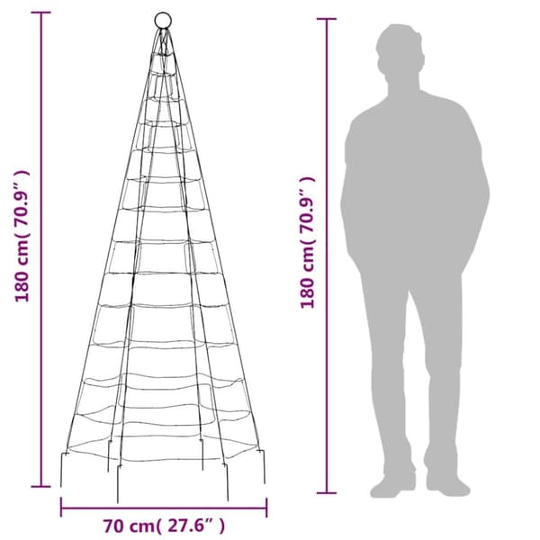 vidaXL Julbelysning till flaggstång 200 LEDs färgglad 180 cm