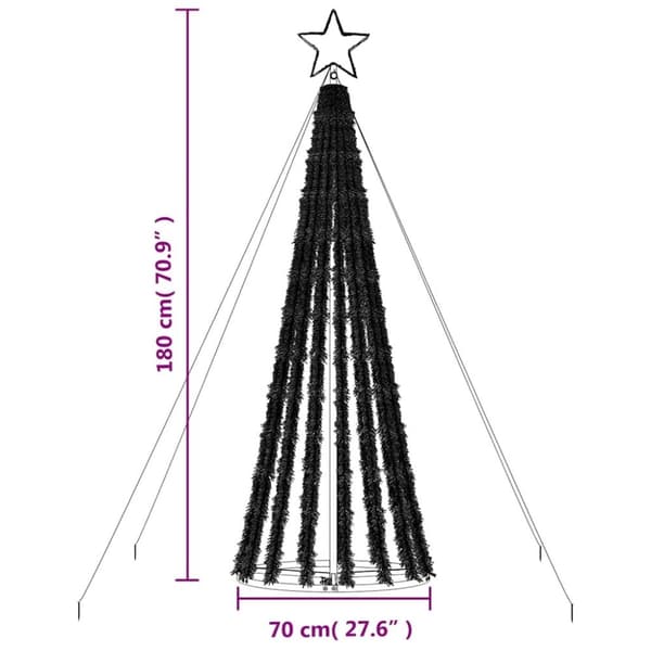 vidaXL Julgranskon 275 LEDs blå 180 cm