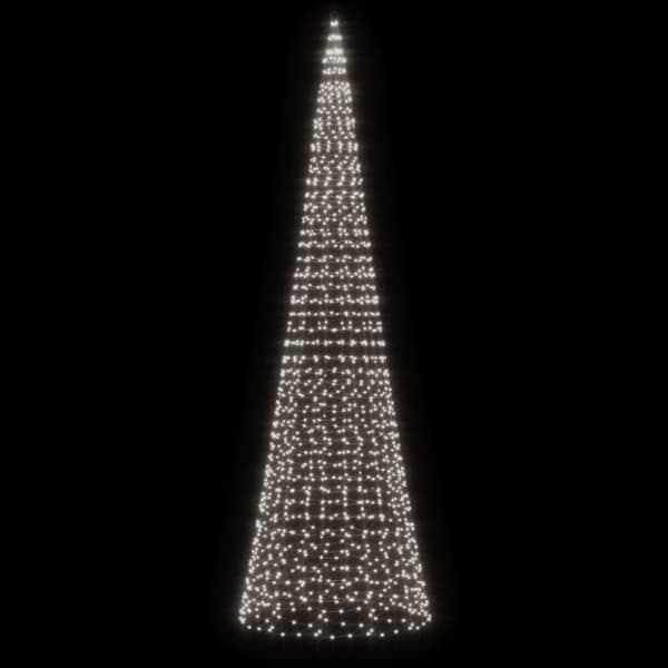 vidaXL LED julgran på flaggstång 1534 LEDs kallvit 500 cm