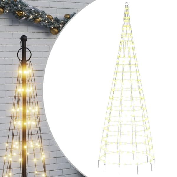 vidaXL LED joulukuusi lipputankoon 550 lämpimän valk. LED-valoa 300 cm