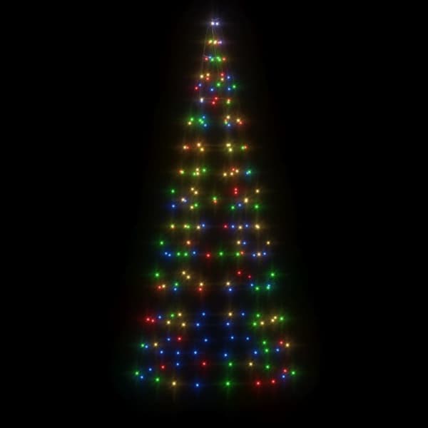 vidaXL LED joulukuusi lipputankoon 200 värikästä LED-valoa 180 cm