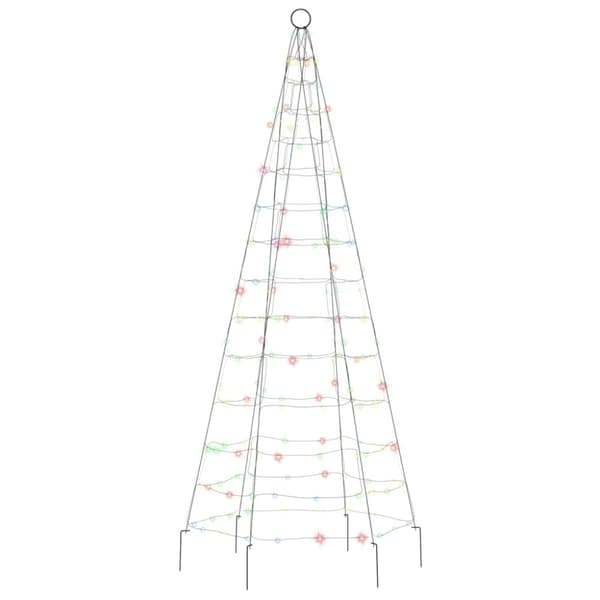 vidaXL LED joulukuusi lipputankoon 200 värikästä LED-valoa 180 cm
