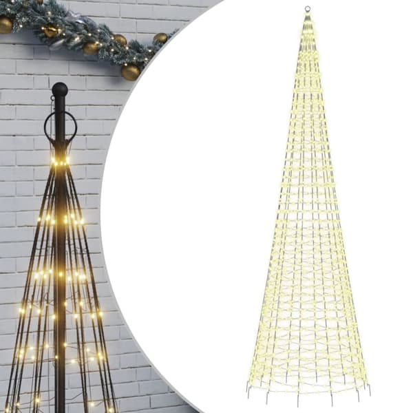 vidaXL julelys til flagstang 1534 LED'er 500 cm varmt hvidt lys