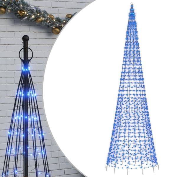 vidaXL julelys til flagstang 1534 LED'er 500 cm blåt lys