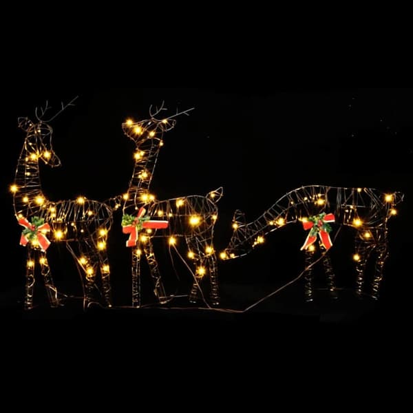 vidaXL Joulukoriste poroperhe 90 LED-valoa lämmin valkoinen rottinki