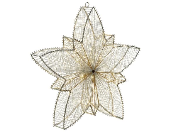 LED-dekorasjon Sølv Metall 50 x 8 x 50 cm Stjerne Tilbehør Julepynt Julebelysning Hage