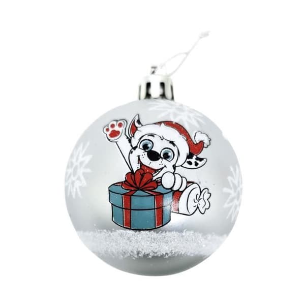 Julgranskulor - NICKELODEON-Paw Patrol - Set om 6 - Diameter 8cm - Plast - Snöeffekt