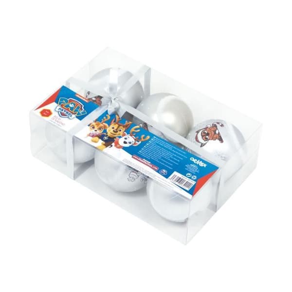 Julgranskulor - NICKELODEON-Paw Patrol - Set om 6 - Diameter 8cm - Plast - Snöeffekt
