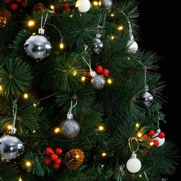 vidaXL Tekojoulukuusi saranoilla 300 LED-valoa ja joulupalloa 240 cm