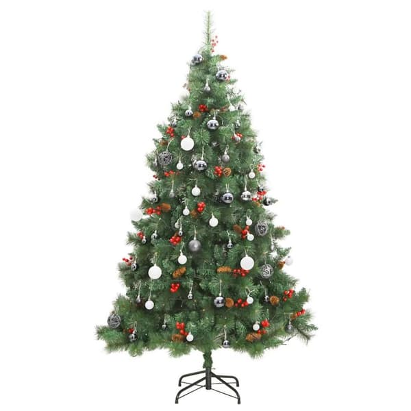 vidaXL Tekojoulukuusi saranoilla 300 LED-valoa ja joulupalloa 240 cm