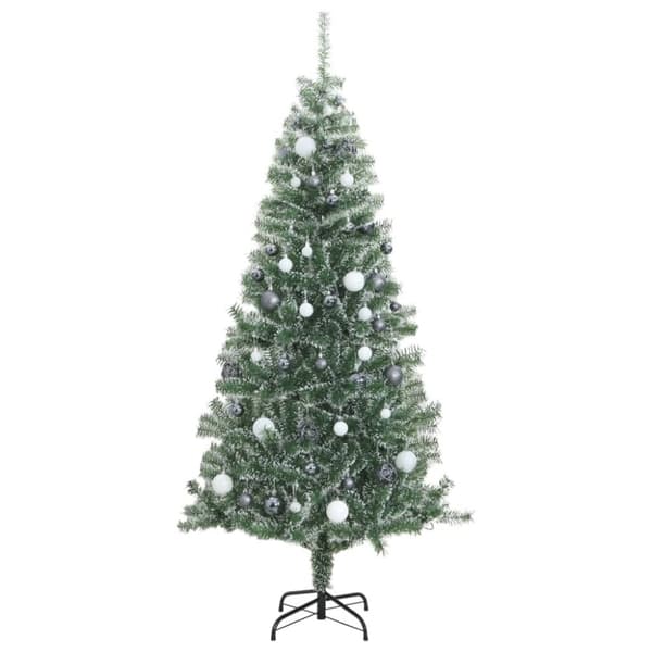 vidaXL Plastgran 300 LEDs&kulor&snö 210 cm