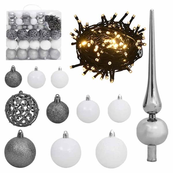 vidaXL Plastgran 300 LEDs&kulor&snö 210 cm