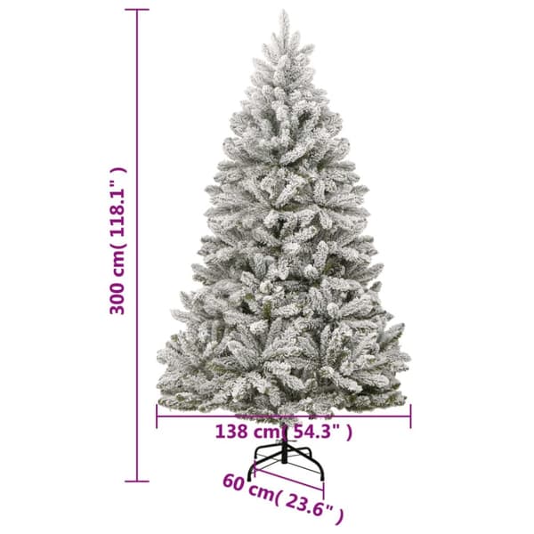 vidaXL Plastgran med 300 LED och snö gångjärn 300 cm