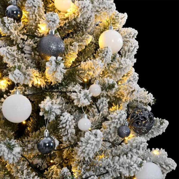 vidaXL kunstigt juletræ 300 LED'er og kuglesæt hængslet 270 cm