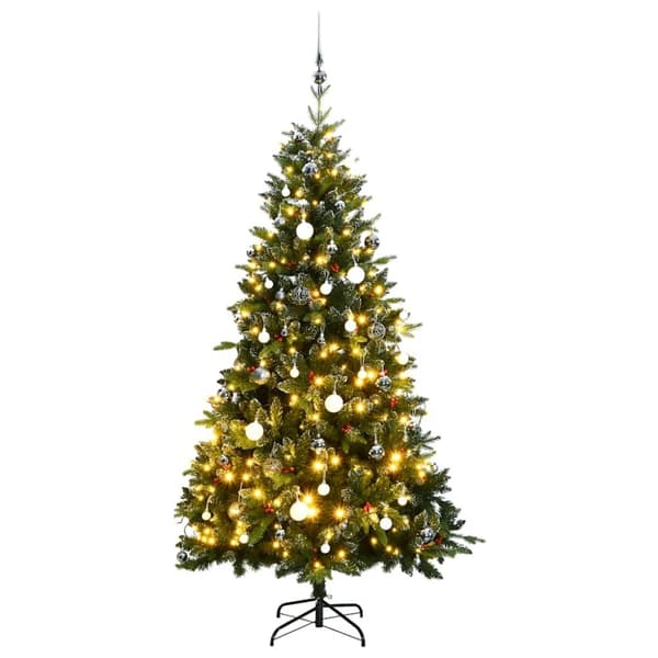 vidaXL Tekojoulukuusi saranoilla 150 LED-valoa ja joulupalloa 150 cm