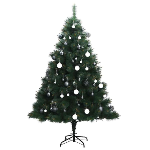 vidaXL kunstigt juletræ 150 LED'er og kuglesæt hængslet 150 cm