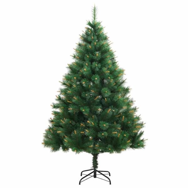 vidaXL kunstigt juletræ 150 LED'er og kuglesæt hængslet 150 cm