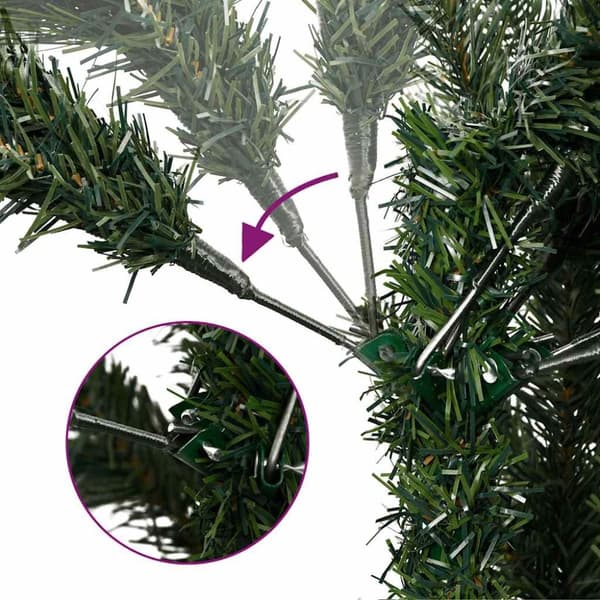 vidaXL kunstigt juletræ 150 LED'er og kuglesæt hængslet 150 cm