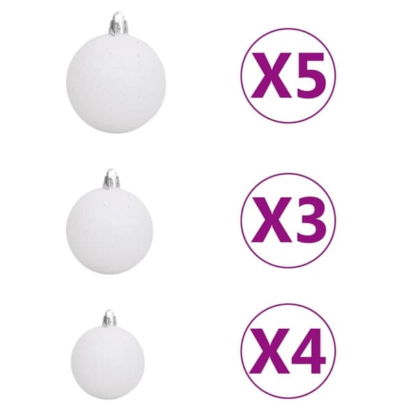 vidaXL kunstigt juletræ 150 LED'er og kuglesæt hængslet 150 cm