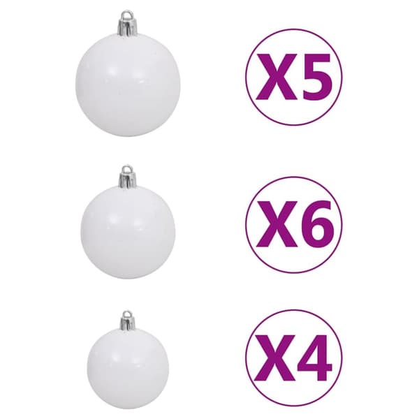 vidaXL kunstigt juletræ 150 LED'er og kuglesæt hængslet 150 cm