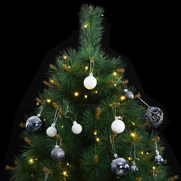 vidaXL kunstigt juletræ 150 LED'er og kuglesæt hængslet 150 cm