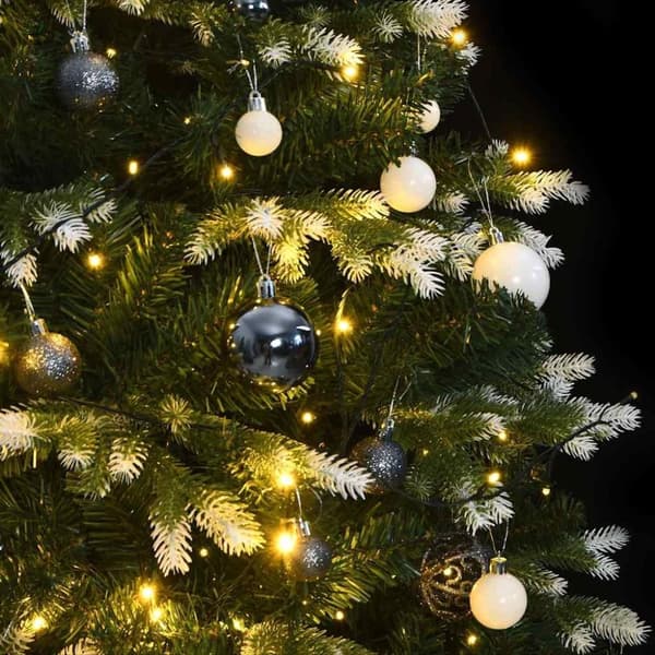 vidaXL kunstigt juletræ 150 LED'er og kuglesæt hængslet 120 cm