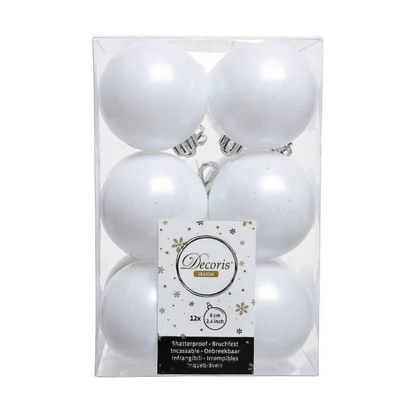 Julgranskulor Decoris Vit Plast 12 antal