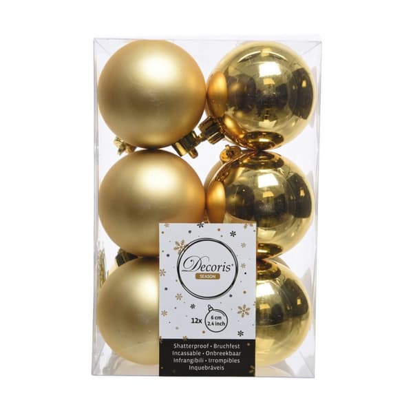 Julgranskulor Decoris Gyllene Plast 12 antal