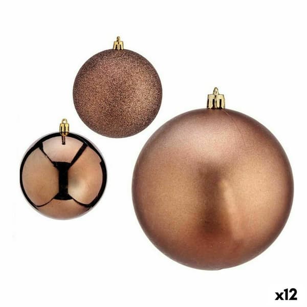 Uppsättning av julkulor Krist+ 00781 Brun Plast (12 antal)