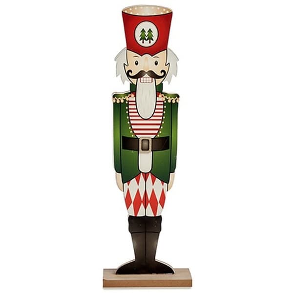 Prydnadsfigur Nötknäppare Vit Svart Röd Grön Trä 10 x 60 x 19 cm (6 antal)