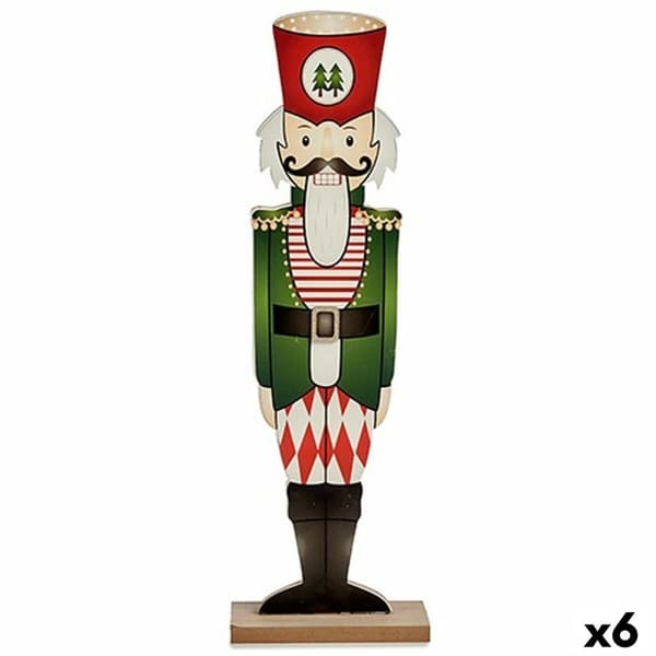 Prydnadsfigur Nötknäppare Vit Svart Röd Grön Trä 10 x 60 x 19 cm (6 antal)