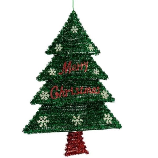 Julgranskula Hängen Julgran Glitter LED Ljus Röd Grön polypropen PET 44 x 58,8 x 7 cm (12 antal)