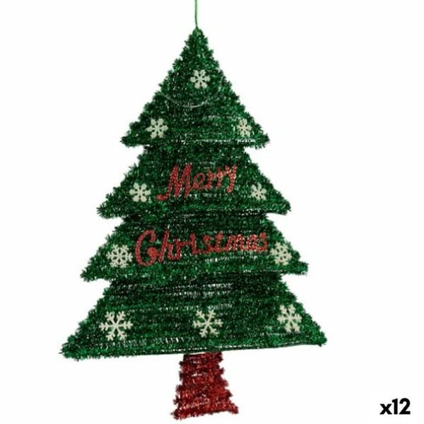 Julgranskula Hängen Julgran Glitter LED Ljus Röd Grön polypropen PET 44 x 58,8 x 7 cm (12 antal)