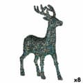 Miniatyrbild 1 av 2: Prydnadsfigur Julrenar Glitter Blå Gyllene Plast 15 x 45 x 30 cm (8 antal)